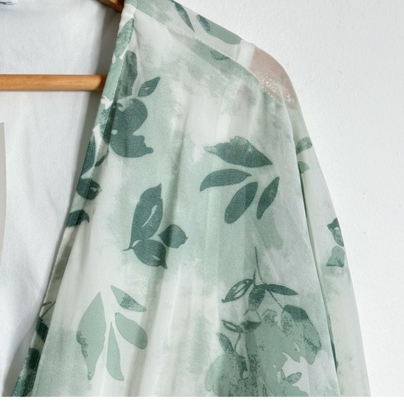 NWT Baltic Born Kia Kimono Dress Sage Green Floral Maxi Dress Elastic Waist Sz L - Picture 6 of 15